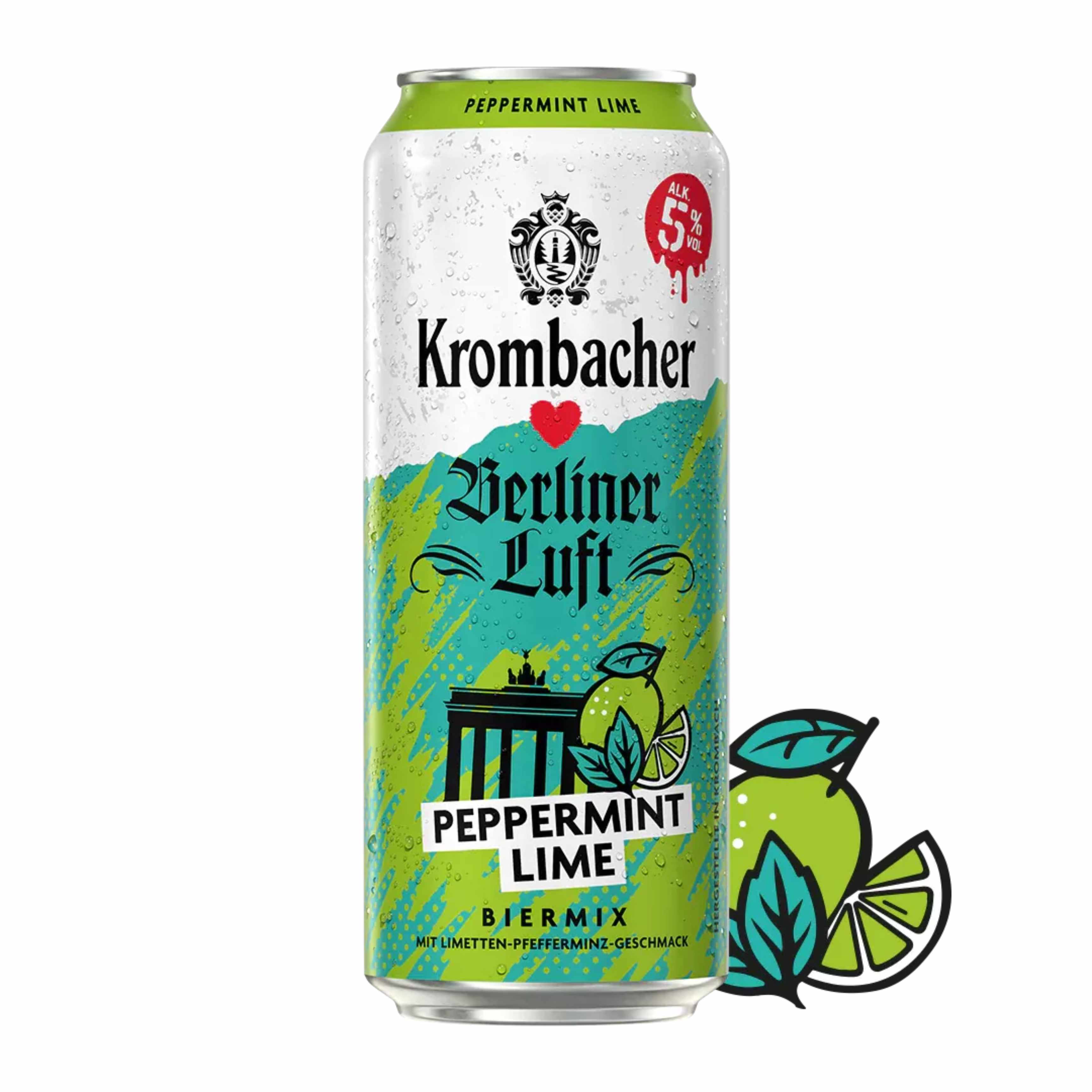 Mix-Pack Krombacher x Berliner Luft / 3x8 Dosen je 0,5l. (Pfefferminz; Pfefferminz Lime; Pfefferminz Peach)